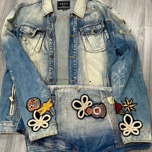 Akoo Distressed Denim Top & Bottom